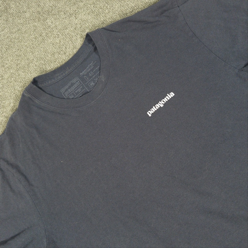 Patagonia Mens Responsibili-Tee P-6 Logo Blue Short Sleeve T-Shirt Medium #4882